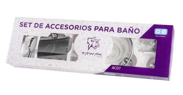 Set Accesorios Baño Ducha Acero Inox 6 Pzs Metalico Tawak Sf AC07 - Image 2