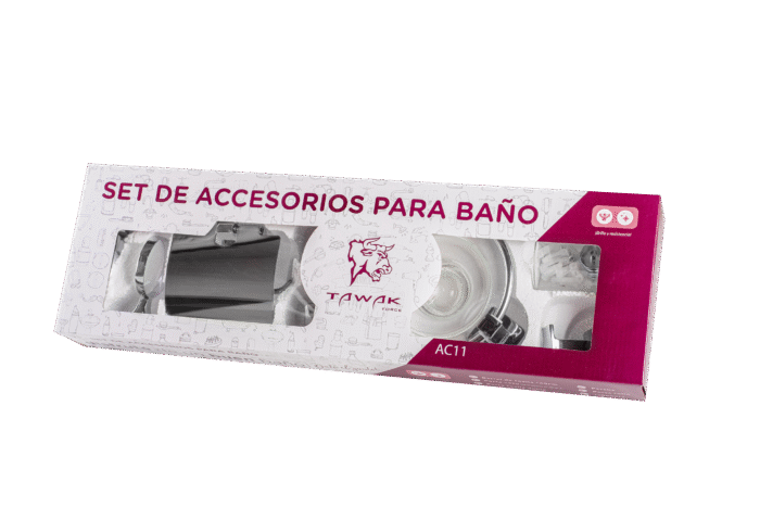 Set Accesorios Baño Ducha 6 Pzs. Negro Mate Vidrio Tawak Sf - Image 3