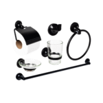 Set Accesorios Baño Ducha Negro Mate 6 Pzs Metalico Tawak Sf