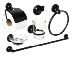 Set Accesorios Baño Ducha Negro Mate 6 Pzs Metalico Tawak Sf AC07