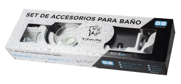 Set Accesorios Baño Ducha Negro Mate 6 Pzs Metalico Tawak Sf AC07 - Image 8