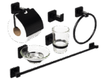 Set Kit Accesorios Cuadrado Baño 6 U Acero Inoxidable Tawak