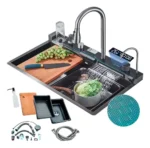 Bacha Cocina Smart Led Inteligente Inoxidable 304 75cm Tawak Gris oscuro