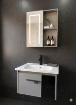 Combo Mueble Vanitory Baño 60 Cm Aluminio Espejo Led Tawak02 - Image 8