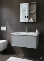 Combo Mueble Vanitory Baño 80 Cm Aluminio Espejo Led Tawak01