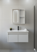 Combo Mueble Vanitory Baño 80 Cm Aluminio Espejo Led Tawak03