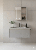 Combo Mueble Vanitory Baño 80 Cm Aluminio Espejo Led Tawak01