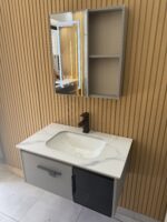 Combo Mueble Vanitory Baño 80 Cm Aluminio Espejo Led Tawak02 - Image 5