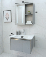 Combo Mueble Vanitory Baño 60 Cm Aluminio Espejo Led Tawak01 - Image 3