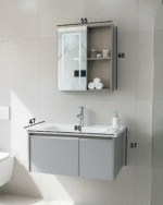 Combo Mueble Vanitory Baño 80 Cm Aluminio Espejo Led Tawak01 - Image 2