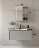 Combo Mueble Vanitory Baño 80 Cm Aluminio Espejo Led Tawak01 - Image 3