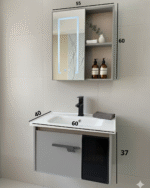 Combo Mueble Vanitory Baño 60 Cm Aluminio Espejo Led Tawak02 - Image 2