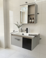 Combo Mueble Vanitory Baño 80 Cm Aluminio Espejo Led Tawak02 - Image 2