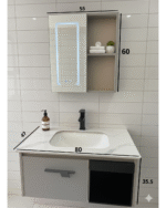 Combo Mueble Vanitory Baño 80 Cm Aluminio Espejo Led Tawak02 - Image 3