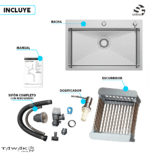 Bacha Pileta Cocina 55cm Acero Inox 304 Pulido Delta Tawak - Image 3