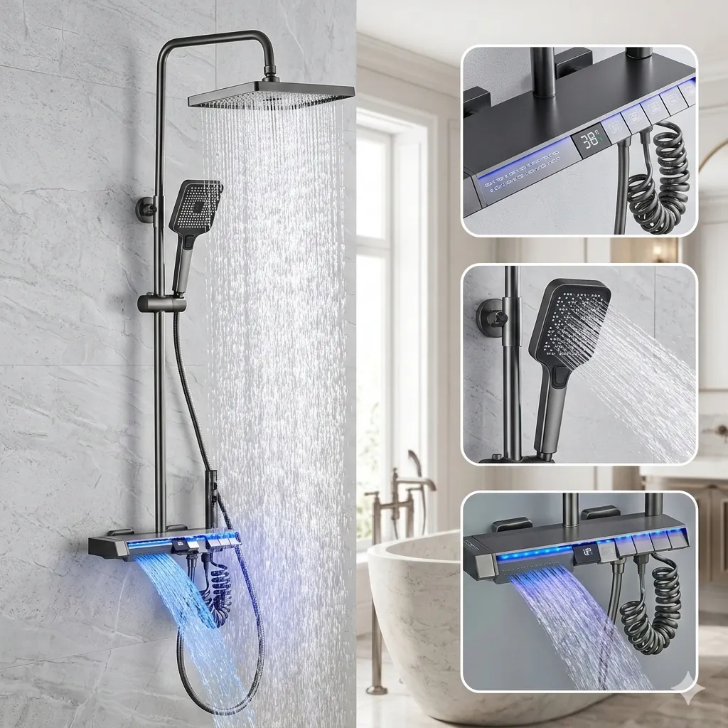 genova1 Columna Ducha Inteligente Smart Led Inoxidable Genova Tawak - Image 1