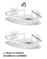 Set X 2  Estante Esquinero Accesorio Adhesivo Baño Tawak - Image 3